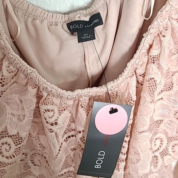 BOLD elements Pink Lace Blouse, Off the Shoulder, Size XL, NWT - Picture 6 of 9